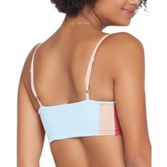 L*SPACE Rebel Heart Bikini Top in Brick, Champagne & Sky Blue Sz XL - Picture 9 of 9